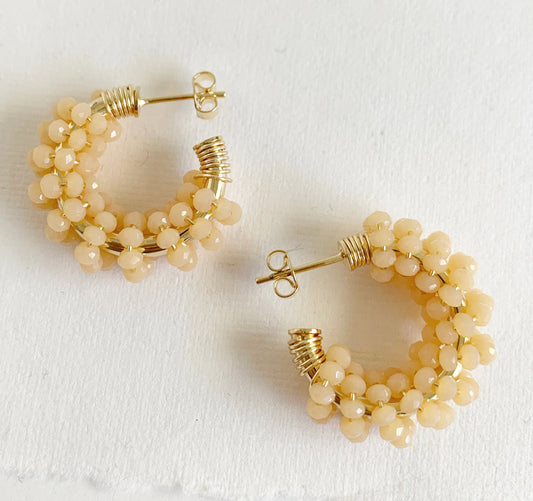 Gold Peach Ruby Hoops